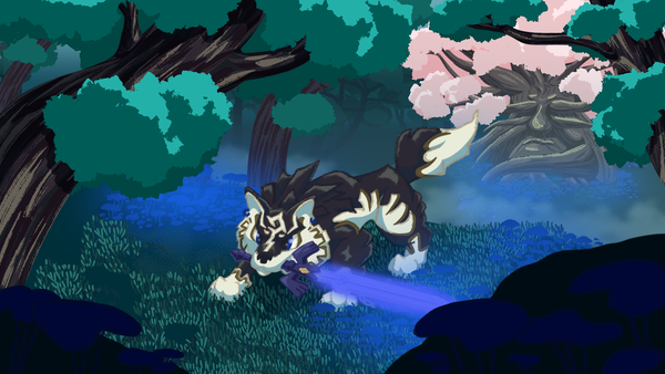 Digital painting of Wolf Link made into desktop wallpaper for my pc