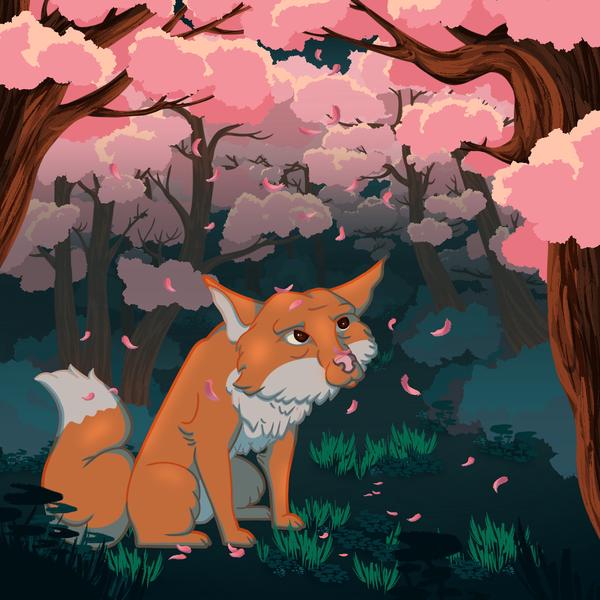 Cherry blossom fox